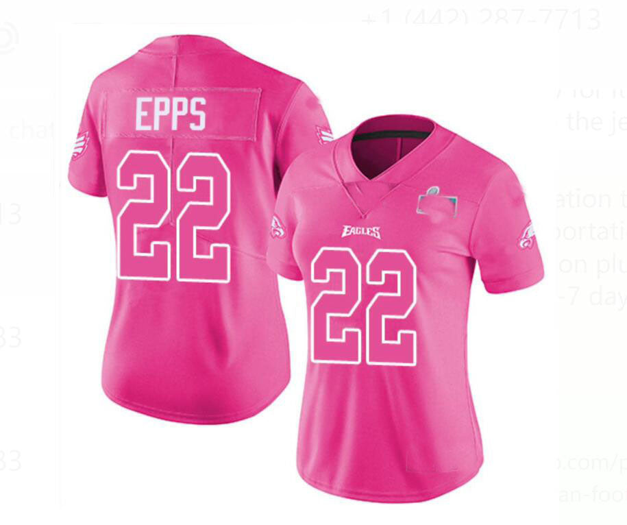 Custom P.Eagles #22 Marcus Epps Pink Patch Stitched American Football Jerseys