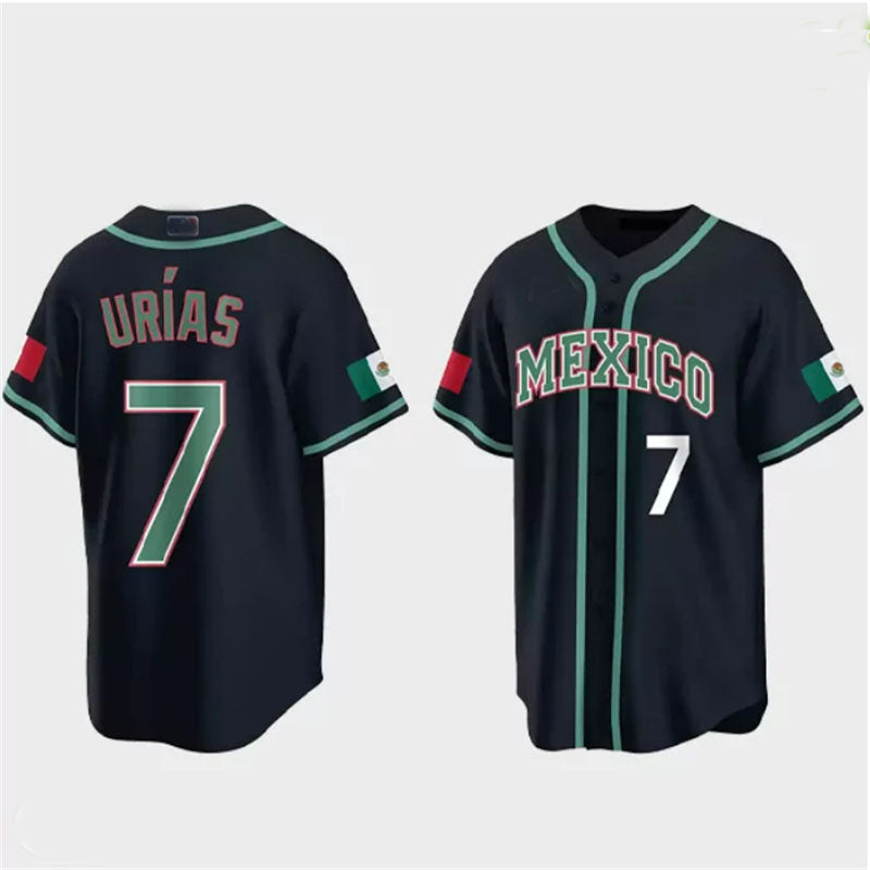 #7 Julio Urias Mexico Baseball 2023 World Baseball Classic Jersey ¡§C Black Stitches Baseball Jerseys