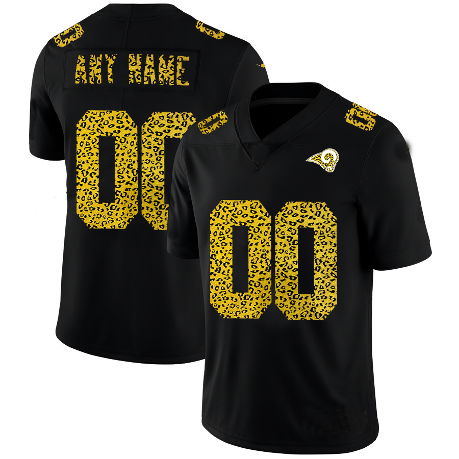 Custom LA.Rams Leopard Print Fashion Vapor Limited Jersey Black Football Jersey Stitched Jersey