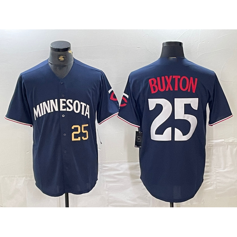 Minnesota Twins #25 Byron Buxton Number 2023 Navy Blue Cool Base Stitched Baseball Jerseys