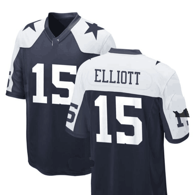 D.Cowboys #15 Ezekiel Elliott Jersey - Navy White Stitched American Football Jerseys