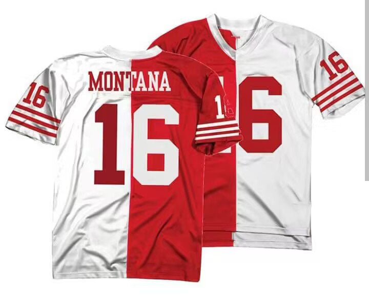 SF.49ers #16 Joe Montana White Red Stitched American Football Jersey