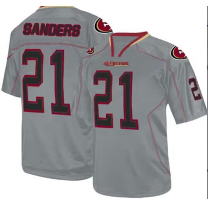 SF.49ers #21 Deion Sanders Gray Player Game Jersey Stitched American Football Jersey