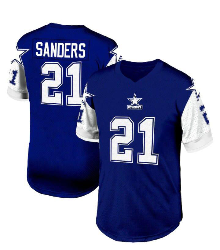 D.Cowboys #21 Deion Sanders Mitchell & Ness Navy 1995 Legacy Replica Stitched American Football Jerseys