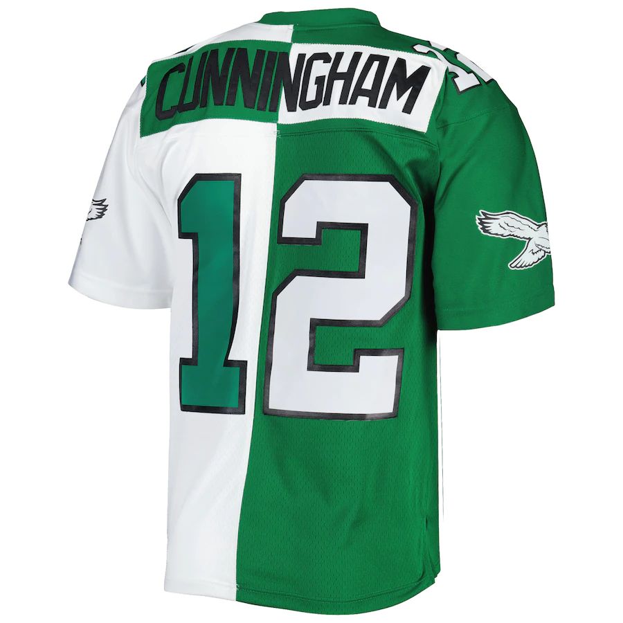 P.Eagles #12 Randall Cunningham Mitchell & Ness 1990 Split Legacy Replica Jersey Stitched American Football Jerseys