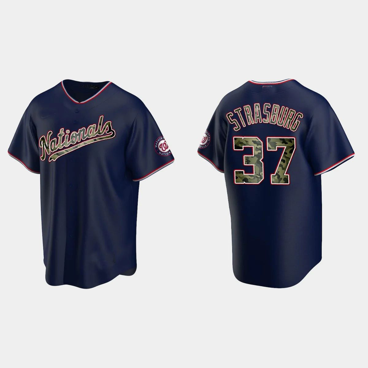 #37 STEPHEN STRASBURG WASHINGTON NATIONALS 2021 MEMORIAL DAY JERSEY ¡§C NAVY Baseball Jerseys