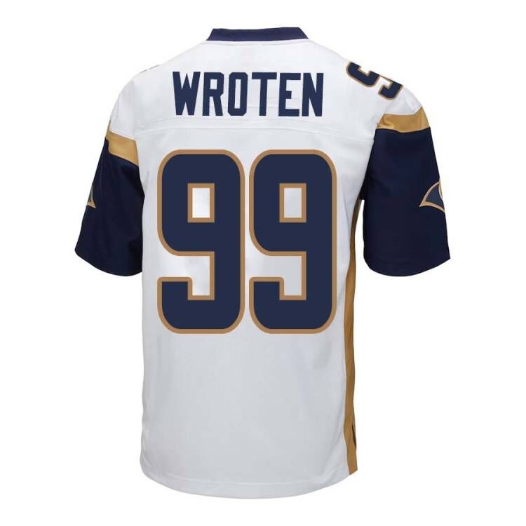 LA.Rams #99 Claude Wroten White Road Game Player American Football Jersey