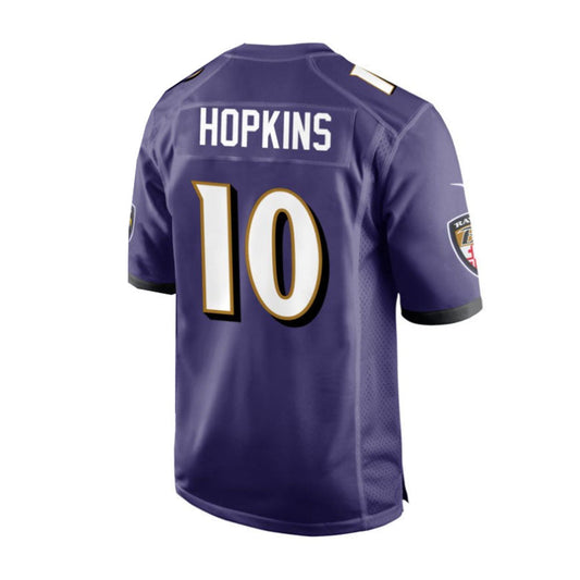B.Ravens #10 DeAndre  Hopkins Purple Game Jersey Stitched American Football Jerseys