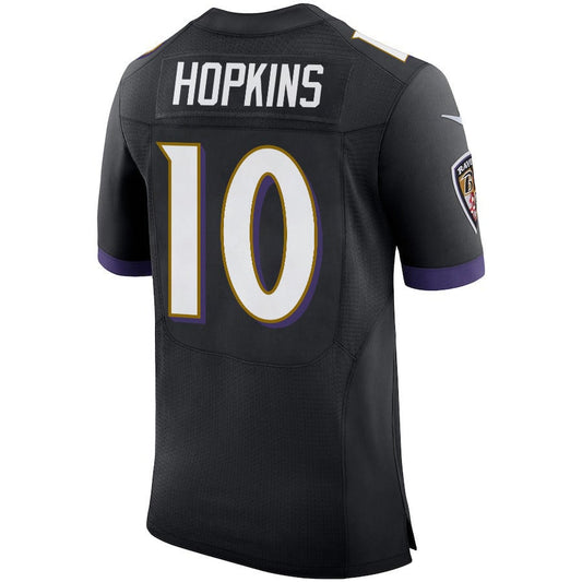 B.Ravens #10 DeAndre  Hopkins Black Game Jersey Stitched American Football Jerseys