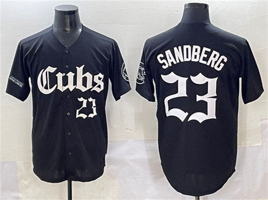 Chicago Cubs #23 Ryne Sandberg Black 'Gothic North Side Edition' Vapor Premier Limited Stitched Baseball Jersey