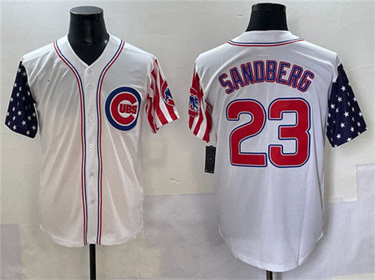 Chicago Cubs #23 Ryne Sandberg White 2025 Independence Day Vapor Premier Limited Stitched Baseball Jersey