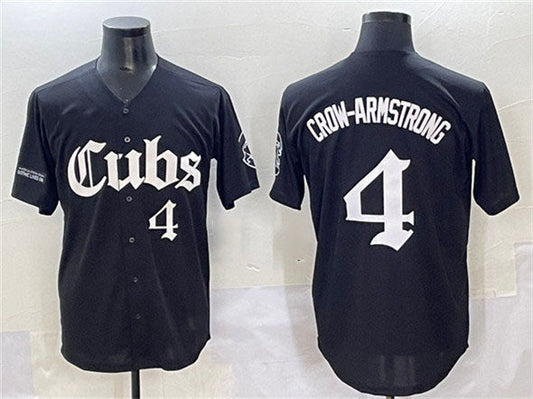 Chicago Cubs #4 Pete Crow-Armstrong Black 'Gothic North Side Edition' Vapor Premier Limited Stitched Baseball Jersey