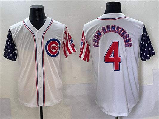 Chicago Cubs #4 Pete Crow-Armstrong White 2025 Independence Day Vapor Premier Limited Stitched Baseball Jersey