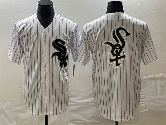 Chicago White Sox White Team Big Logo Cool Base Stitched Baseball Jersey