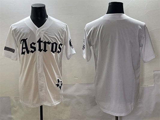 Houston Astros Blank White Gothic 'Houston Born Barrio Raised' Limited Stitched Baseball Jersey