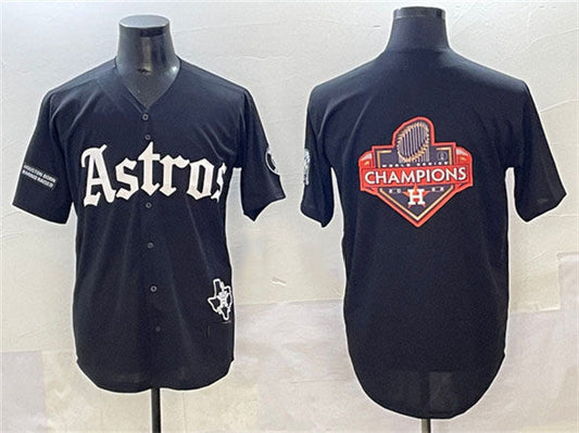 Houston Astros Team Big Logo Black Gothic 'Houston Born Barrio Raised' Limited Stitched Baseball Jerseys
