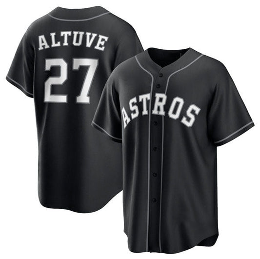 Houston Astros #27 Jose Altuve Black Lights Out Limited Stitched Baseball Jersey