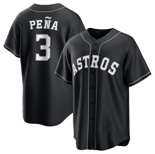 Houston Astros #3 Jeremy Pena Black Lights Out Limited Stitched Baseball Jersey