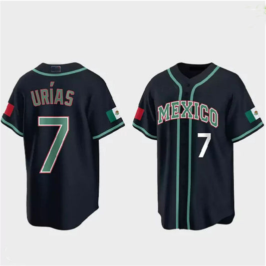 #7 Julio Urias Mexico Baseball 2023 World Baseball Classic Jersey ¡§C Black Stitches Baseball Jerseys