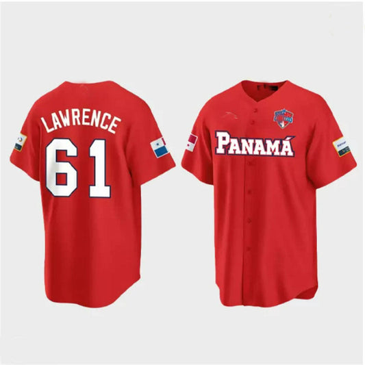 #61 Justin Lawrence Panama Baseball 2023 World Baseball Classic Jersey ¡§C Red Stitches Baseball Jerseys