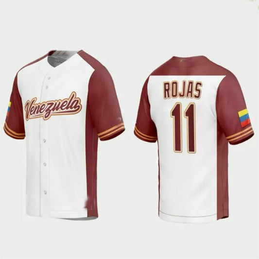 #11 Miguel Rojas Venezuela Baseball 2023 World Baseball Classic Replica Jersey ¡§C White Stitches Baseball Jerseys
