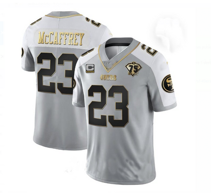 SF.49ers #23 Christian McCaffrey  White Game Player Jersey Stitched American Football Jerseys