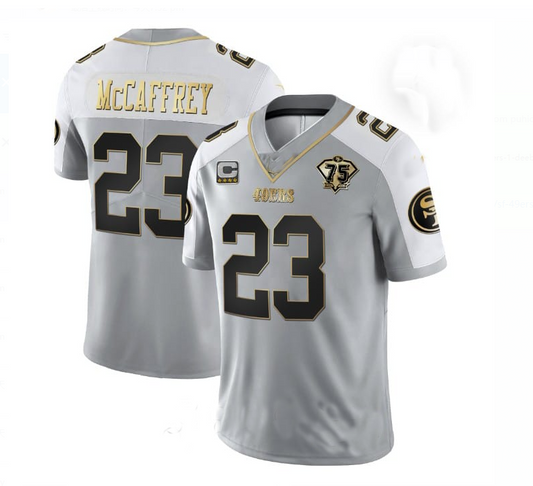 SF.49ers #23 Christian McCaffrey  White Game Player Jersey Stitched American Football Jerseys