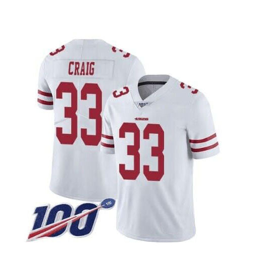 SF.49ers #33 Roger Craig White Vapor Limited 100th Season Stitched American Football Jerseys