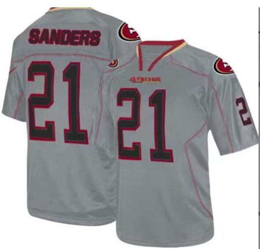 SF.49ers #21 Deion Sanders Gray Player Game Jersey Stitched American Football Jersey