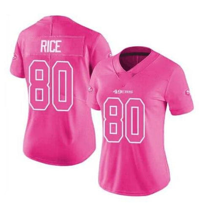 SF.49ers #80 Jerry Rice Pink Stitched Limited Rush Fashion Stitched American Football Jerseys