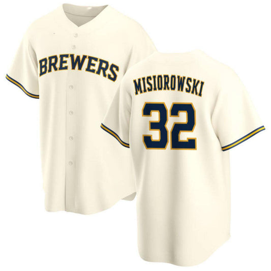 Milwaukee Brewers #32 Jacob Misiorowski Home Replica Jersey - Cream Stitched Baseball Jersey