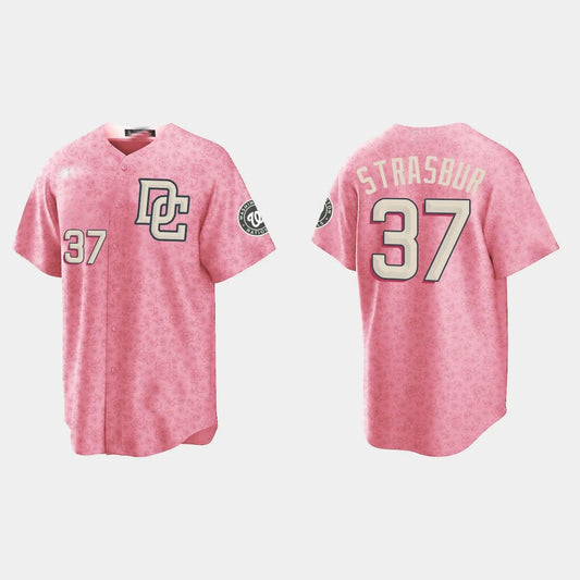 #37 STEPHEN STRASBURG WASHINGTON NATIONALS CITY CONNECT SPECIAL EDITION JERSEY ¡§C PINK Baseball Jerseys