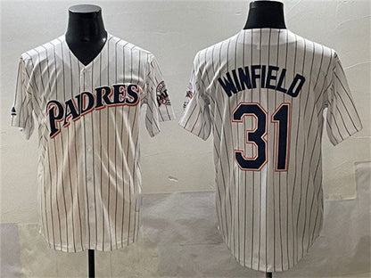 San Diego Padres #31 Dave Winfield White Throwback With Patch Cool Base Stitched Baseball Jersey