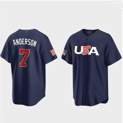 #7 Tim Anderson USA Baseball 2023 World Baseball Classic Jersey ¡§C Navy Stitches Baseball Jerseys