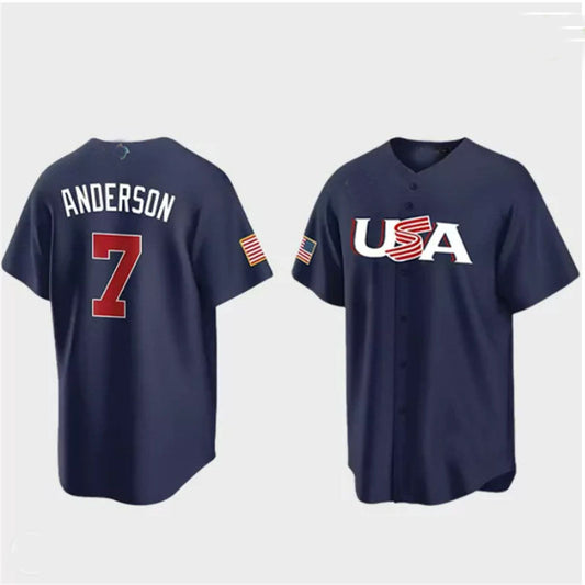 #7 Tim Anderson USA Baseball 2023 World Baseball Classic Jersey ¡§C Navy Stitches Baseball Jerseys