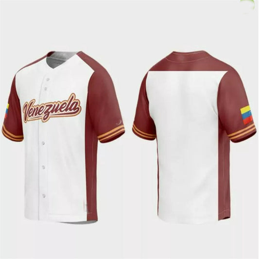 Venezuela Baseball 2023 World Baseball Classic Replica Jersey ¡§C White Burgundy Stitches Baseball Jerseys