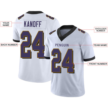 Custom B.Raven Men's American White Vapor Limited Stitched Football Jersey