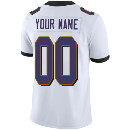Custom B.Raven Men's American White Vapor Limited Stitched Football Jersey