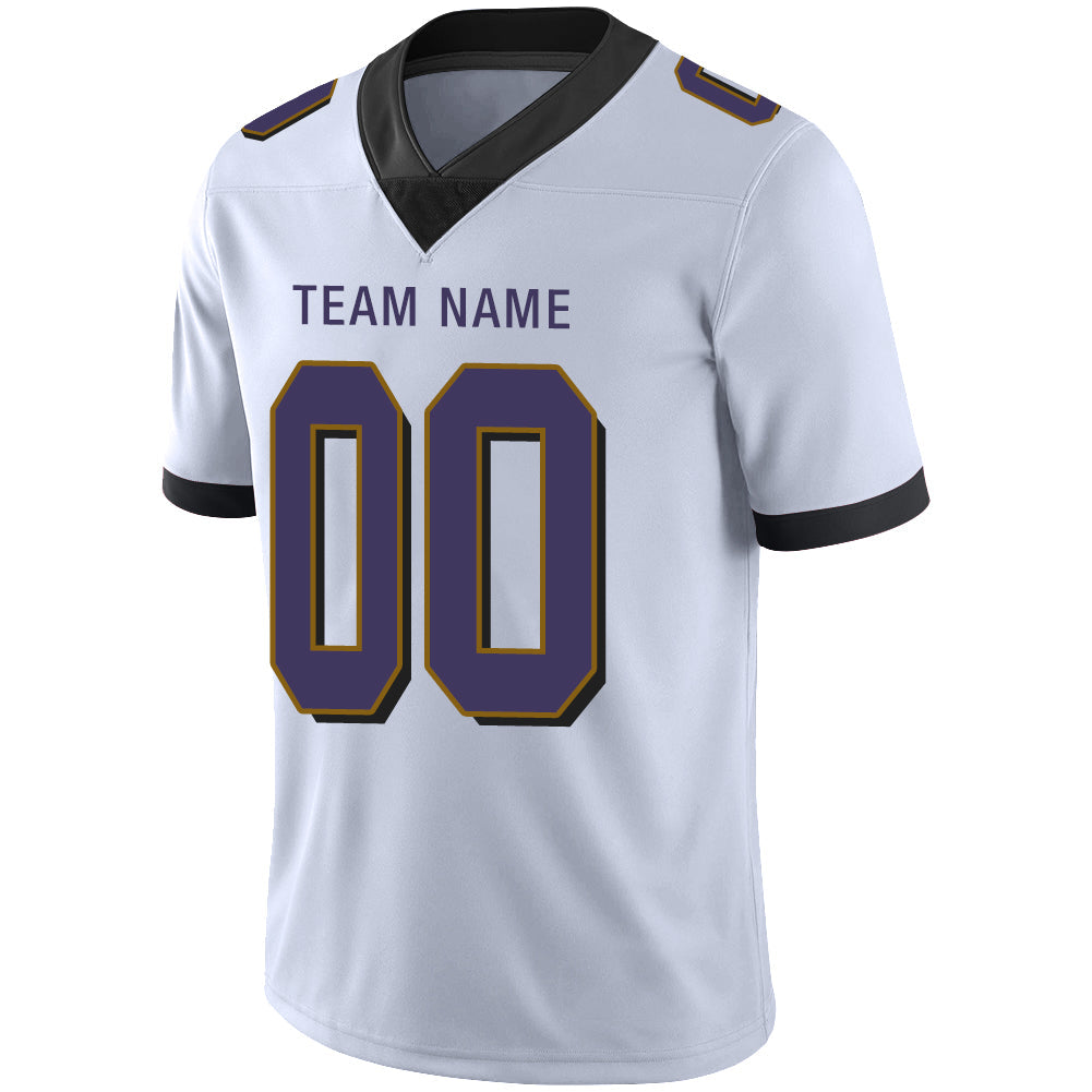 Custom B.Raven Men's American White Vapor Limited Stitched Football Jersey